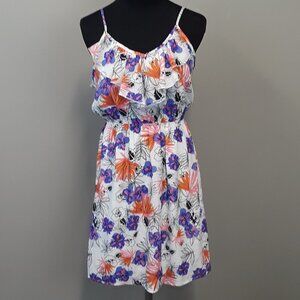 ANNABELLA Pink Orange‎ Floral Ruffle Dress Size M